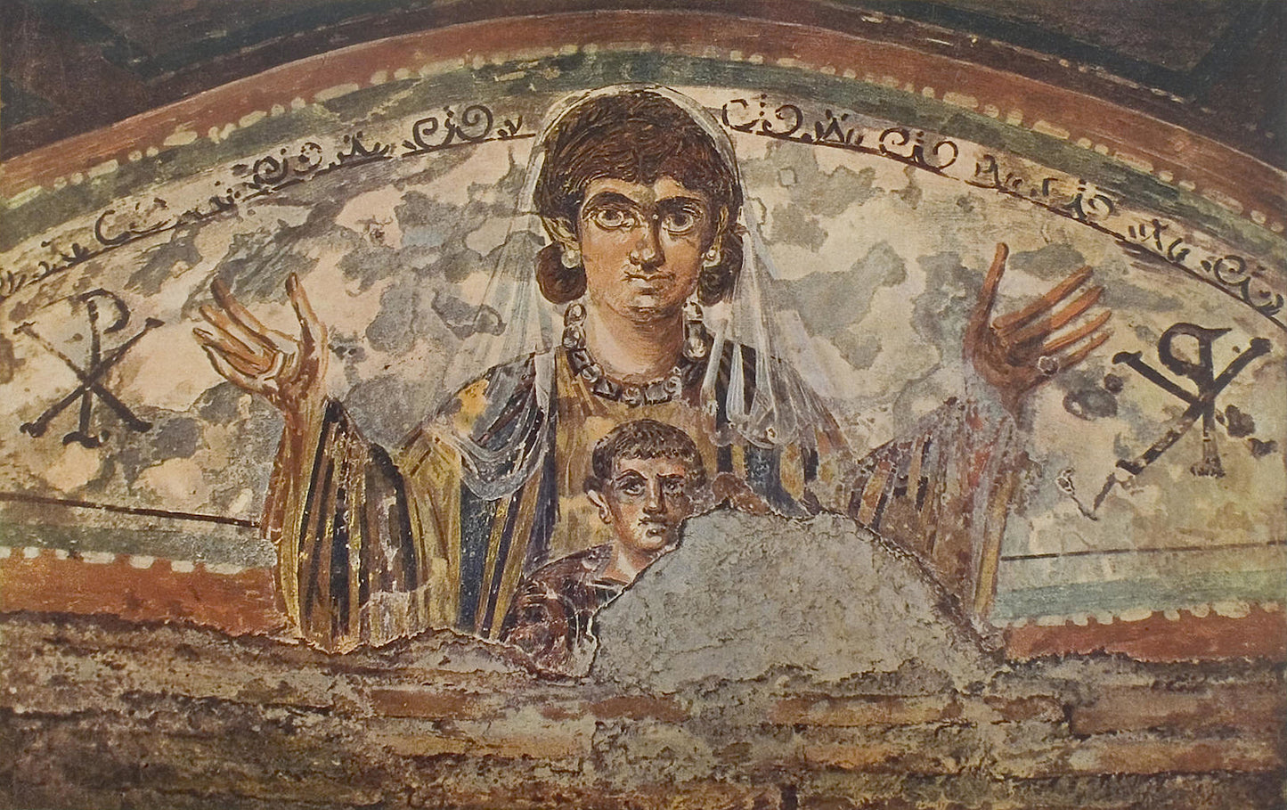 Virgin and Child (wall painting from Roman Catacombs_4th Century )