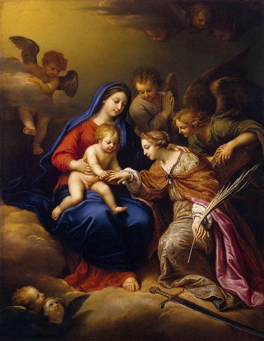 The Mystic Marriage of Saint Catherine ( Artist: Mignard - 1669 )